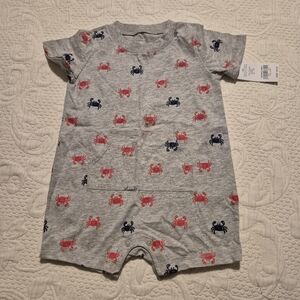 Carter's boys 18 months gray romper with red & blue crabs NEW
